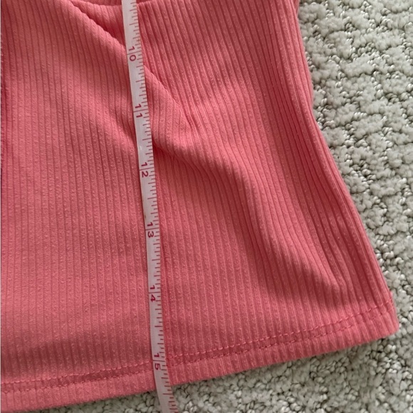 Derek Heart Ribbed Crop Tank Top Size M Pink Padded - Picture 6 of 6